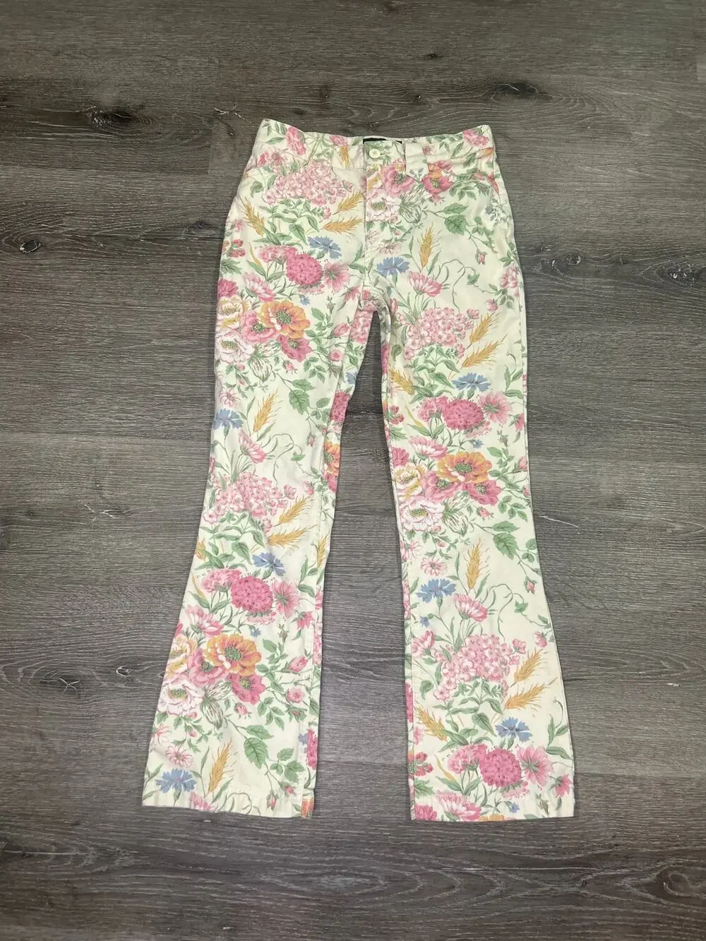 Vintage Ralph Lauren Girls Size 10 Floral Pants Cotton Pastel Wildflower Kidcore